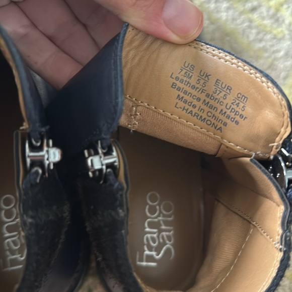 Franco Sarto blue leather and plaid zipper ankle boots 7.5 - Picture 4 of 7